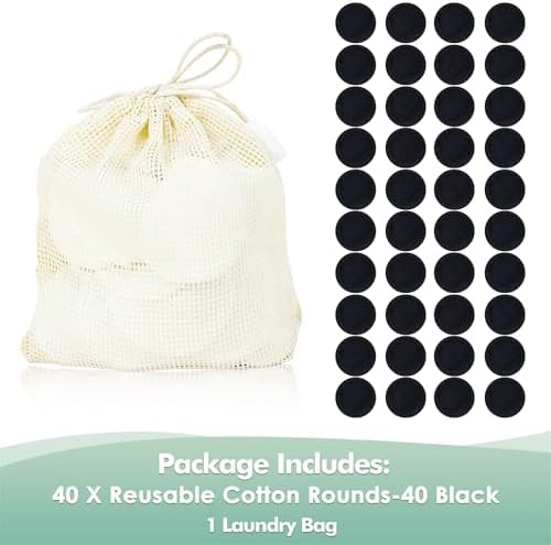 wegreeco 40 Pack Reusable Makeup Remover Pads, Washable Reusable Cotton Rounds Pads for Face, Makeup Remover Cloths for All Skin - (Black) - Image 2