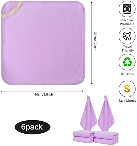 SINLAND Microfiber Facial Cloths Fast Drying Washcloth 12inch x 12inch Light purple 6 pack - Image 2