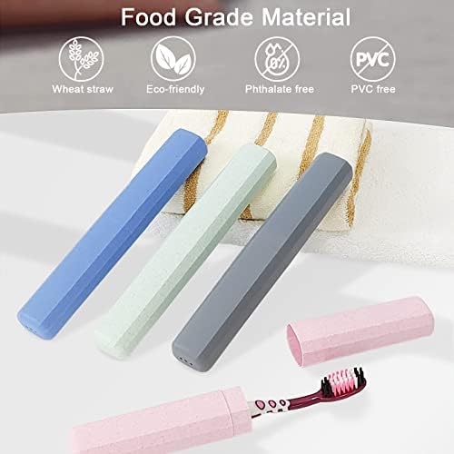 Mulbozy Travel Toothbrush Case, Portable Toothbrush Protector Cover, Breathable Wheat Straw Toothbrush Holder for Traveling, Camping, Business, Home, School, Gym, and More - 4 Packs - Image 3