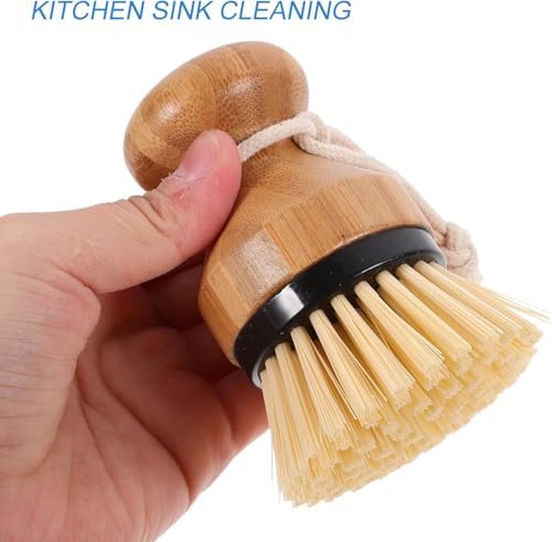 Bamboo Dish Scrub Brush Set, Natural Palm Fiber Bristles for Cleaning Pots, Pans, Dishes & Kitchen Sink, Ergonomic Grip, Durable Eco-Friendly Design (2 Pack) - Image 4