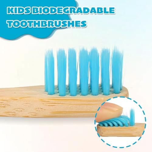 New Kids Bamboo Toothbrushes - 6 Pack, Organic Soft Bristle Toothbrush for Kids, Biodegradable Children's Toothbrushes (Toddler Toothbrush Ages 3-12, Multicolor) - Image 3