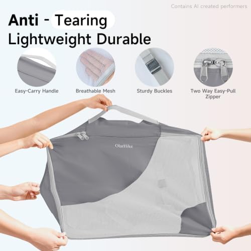 OlarHike 9 Set Packing Cubes for Travel,Gifts for Women Mom,Anti-Tearing Suitcase Organizer,with Over 1000 pcs Mesh Holes,Vacation Essentials & Accessories for Cruise Ship - Image 4
