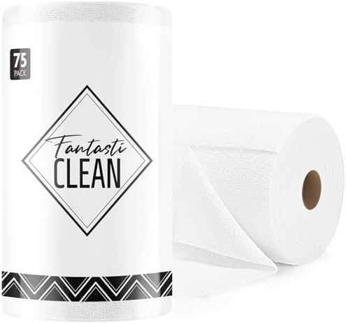 Fantasticlean Microfiber Cleaning Cloth Roll- 75 Sheets, 12" x 12" (White) by Fantasticlean