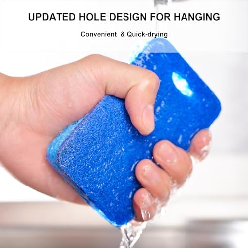 METUUTER 12-Count Scrub Sponges Kitchen Sponge Heavy Duty, Cellulose Sponges with Scouring Pads Dual-Sided for Kitchen and Household Use (Square-Multi) - Image 6