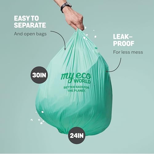 MyEcoWorld® Compostable Kitchen Waste Bags - 48 Count - 100% Certified Compostable - 13 Gallon - Super Strong - Leak Proof - Unscented - Easy to Open - Image 3