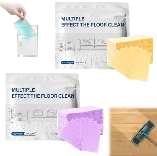 Multiple Effect The Floor Clean, 2027 New Multi Effect Floor Clean Tablets, Concentrated Cleaner for Hardwood, Tile, Laminate & More (Yellow+Purple, 100PC+100PC) by Unknown