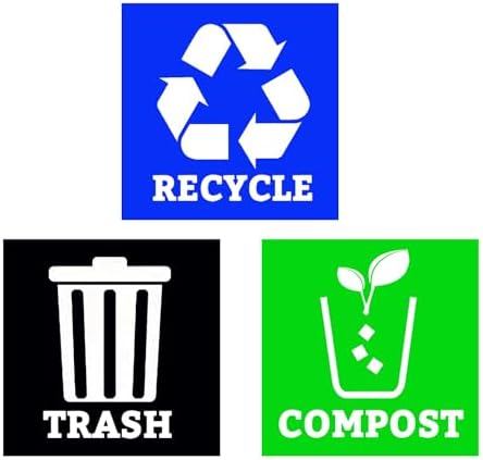 Trash Recycle Compost Stickers Set of 3 Recycle Sticker Vinyl Decal for Recycle Bin, Compost Bin, Trash Can Symbol to Organize Garbage containers Trash Can (Recycle&Trash&Compost Multi, 5x5inch) - Image 2