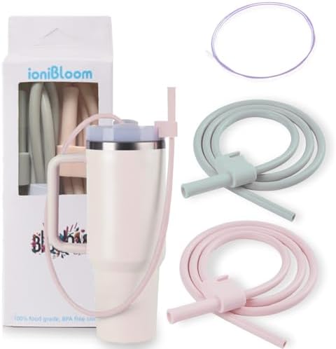Extendable Long Straws for Stanley Cup, 2 Pack 35" Reusable Silicone Straws- CPC Certified, Fits 40 oz Tumbler And Large Water Bottle, Soft & Flexible Straw Accessories Gift Idea by Ionibloom