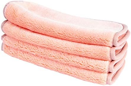 Eurow Reusable Makeup Remover Cloths, Soft Microfiber Face Towels for All Skin Types, Chemical-Free, Protective, Machine Washable, Gentle & Effective Facial Cleansing, 8"x8", Coral, 4-Pack - Image 2