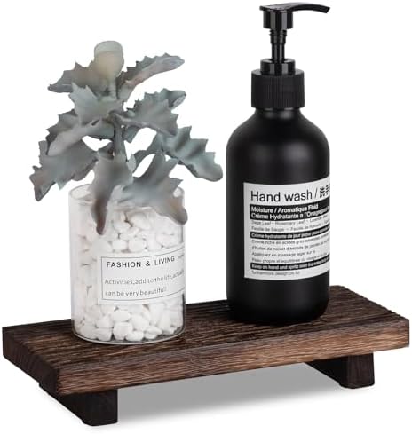 Bathroom Tray Farmhouse Decor Kitchen Soap Holder, 8.7" * 3.6" Dark Brown by zoocatia