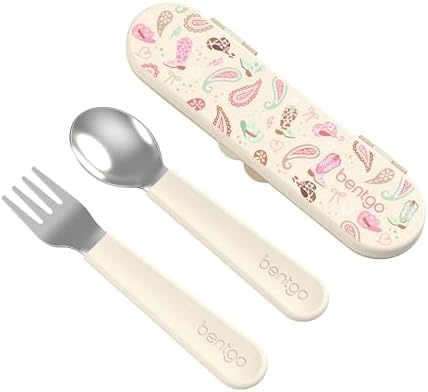 Bentgo Kids Stainless Steel Utensil Set - Reusable Fork, Spoon & Storage Case, PFAS- & BPA-Free, Easy-Grip Handles, Lightweight, Dishwasher Safe, School Lunch, Travel & Outdoors (NEW Cowgirl Dreams) by Bentgo