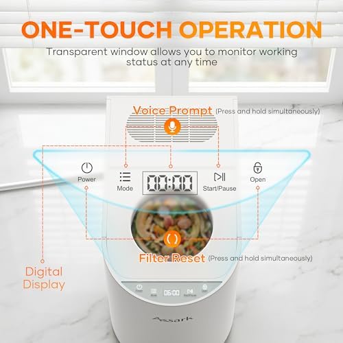 Smart 5L Electric Composter for Kitchen, Large Countertop Compost Bin with Carbon Filter & Auto-Cleaning,One-Touch Start, Smart Humidity-Sensing LED Display,Visible Window Odorless Low Noise - Image 2