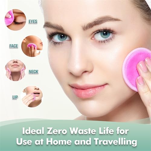 wegreeco 40 Pack Reusable Makeup Remover Pads, Washable Reusable Cotton Rounds Pads for Face, Makeup Remover Cloths for All Skin - (Rose Pink) - Image 3