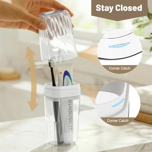Large Enclosed Toothpaste and Toothbrush Travel Case with Rinse Cup - Image 4