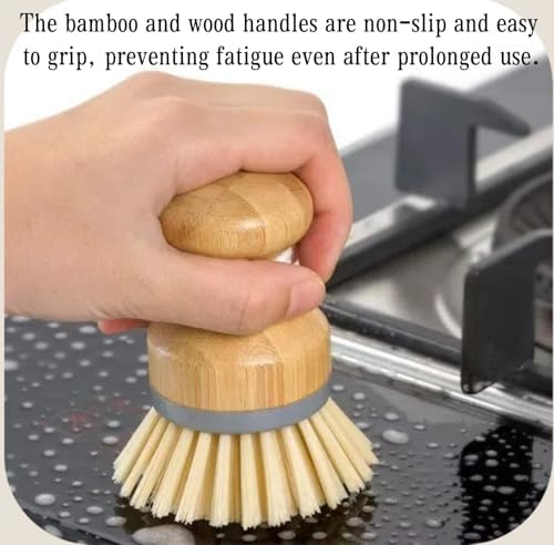 Replaceable Brush Head, Bamboo Handle, dishwashing Pot, Household Kitchen Cleaning - Image 6
