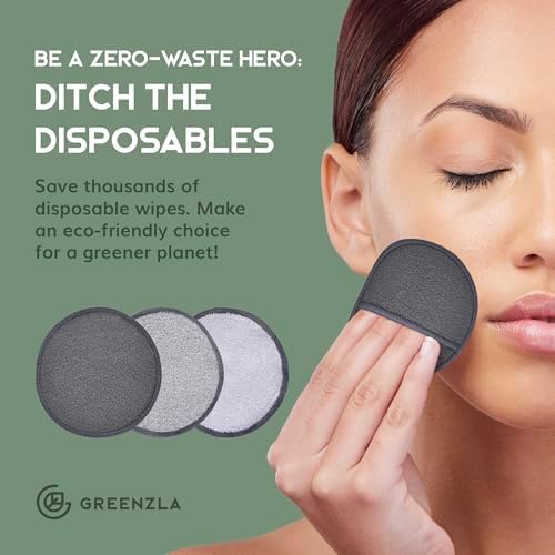 GREENZLA Reusable Makeup Remover Pads | 12 Pack | Bamboo Charcoal - Image 4