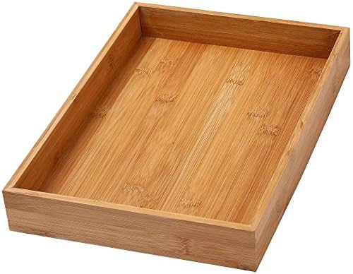 YBM Home Bamboo Drawer Organizer Storage Box for Kitchen Drawer, Junk Drawer, Office, Bedroom, Children Room, Craft, Sewing, and Bathroom, 1 Pack, 10x14x2 by YBMHome