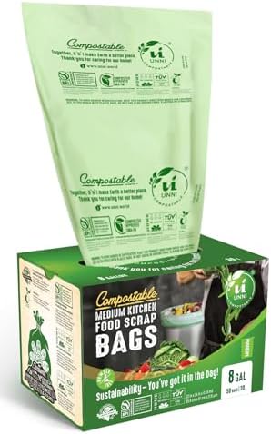 UNNI 8 Gallon Compostable Bags, 200 Count, 30 Liter, Extra Thick 0.85 Mil by UNNI