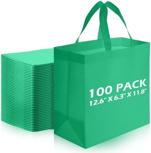 Reginary 100 PCS Non Woven Tote Bags Bulk,Green by Reginary
