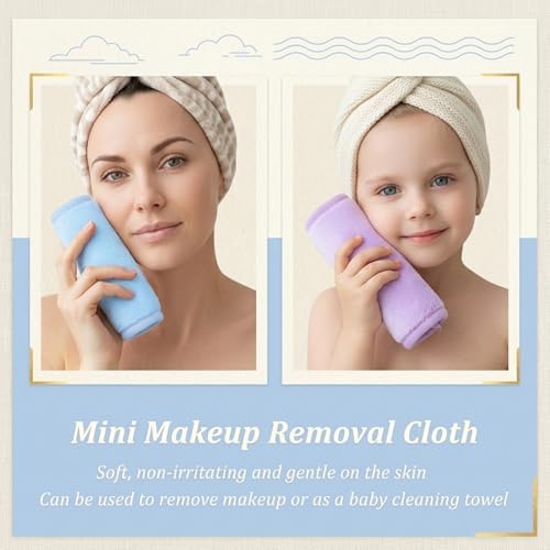 48 Pcs Makeup Remover Cloth Reusable Makeup Remover Pads Soft Microfiber Face Towels Facial Cleansing Cloths for Face Hand Eye Lips Bathroom Gift for Women 6.3 x 5.5 Inch(8 Colors) - Image 5