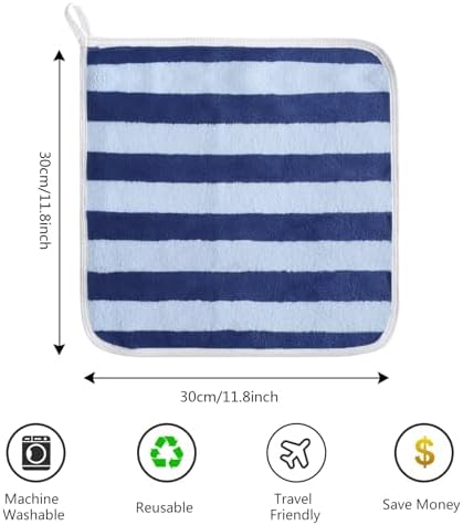 Microfiber Facial Cloths Fast Drying Washcloth 12x12inch Stripes 6 pack - Image 2