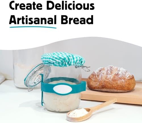 Kikkerland Sourdough Starter Kit – DIY Bread Baking Supplies with Glass Jar, Wooden Spoon, & Breathable Hat – Homesteading & Homemaking Essentials - Image 2