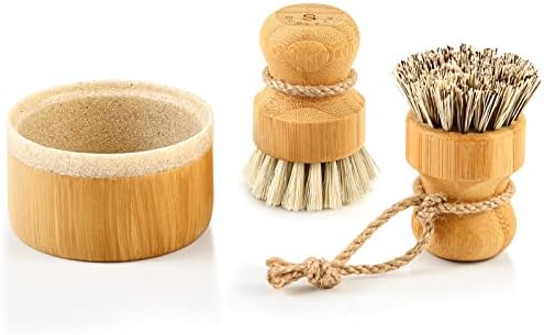 SUBEKYU Bamboo Dish Scrub Brush,Produce Brush,2 Pack with Holder by SUBEKYU