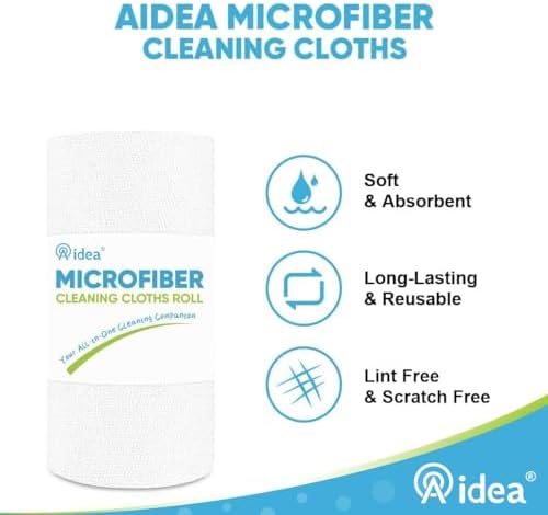 AIDEA White Microfiber Cleaning Cloth-330 Sheets 6 Roll, Shop Rags 11×9" - Image 3