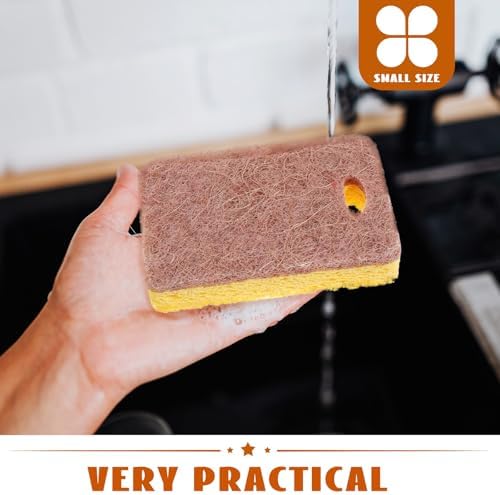 VICASKY 12pcs Sisal Fiber Cellulose Dish Sponges Heavy Duty Oil-Resistant Absorbent Square Cleaning Scrub Sponges for Kitchen Dishwashing and Multi-Surface Cleaning - Image 6