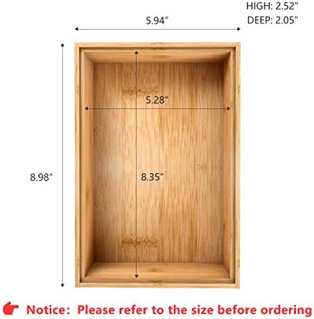 Stackable Utensil Drawer Organizer, Bamboo Kitchen Flatware Holder 9"x 6" - Image 2