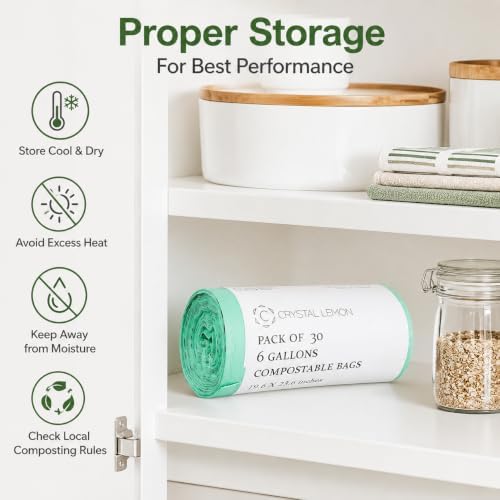 30 Count 6 Gallon Compostable Trash Bags for Kitchen Food Waste and Scraps - Image 7