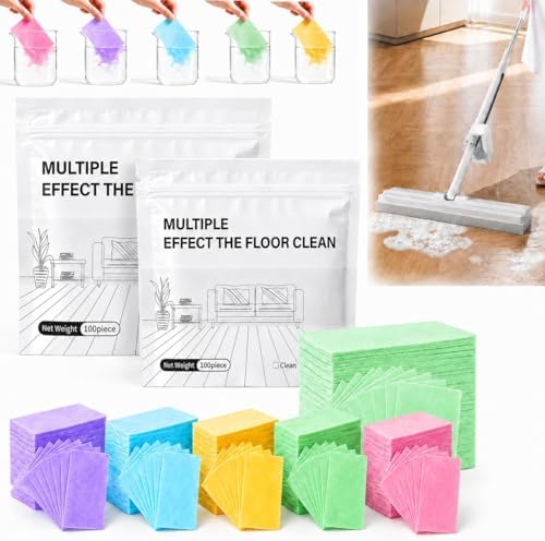 Multi-effect Floor Cleaner Sheets, Multi-surface Clean Tablets, 100-Count Fast-Dissolving Mopping and Deep Cleaning Solution for Hardwood, Wood, Tile, Vinyl, Marble, Laminate Floors by Huprh