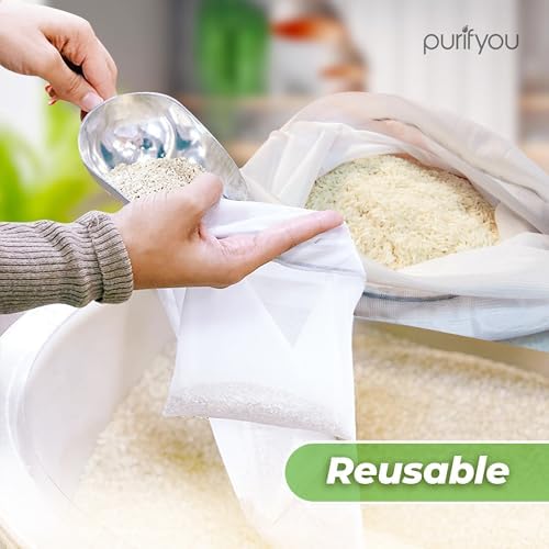 purifyou Set of 10 Reusable Mesh Produce Bags, Heavy Duty, Washable, Farmers Market Bag for Fruits, Vegetables, Groceries, Kitchen Storage, Home Organizer (12x20in) - Image 6