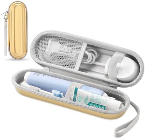 Toothbrush Travel Case for Oral B/Oral-B Pro 1000 1500 5000 7000 & Philips Sonicare 4100 1100 5300 5100 6100/iO Electric Toothbrush, Hard Protective Storage Bag (Dazzling gold) by TYSORETY