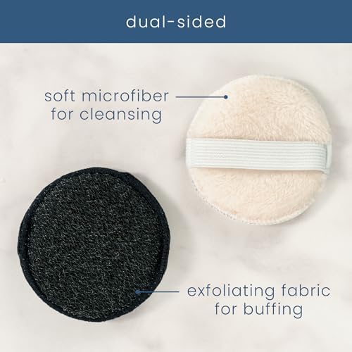 S&T INC. Face Scrubber Pad, 6 Pack, 3.3" Diameter, Taupe and Black - Image 2