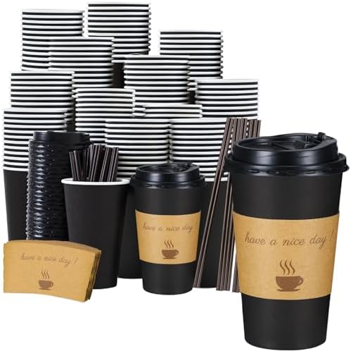 Lamosi 16 oz Coffee Cups 50 Pack, Disposable To Go Paper Cups with Lid by BuyNow