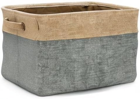 Sorbus Premium Fabric Storage Cubes 15 Inch- Big Sturdy Collapsible Storage Bins with Dual Handle- Foldable Baskets for Organizing- Decorative Cube Storage Bins for Home & Office Use- 3 Pack| Grey/Tan