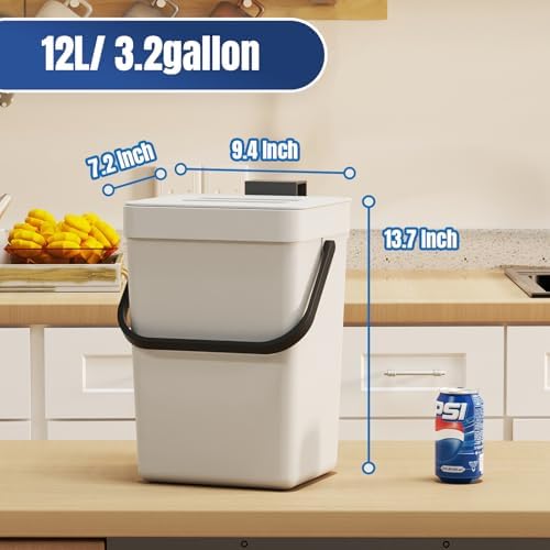 stonespace Hanging Trash Can, 3.2 Gallon Small Waste Bin with Lid, White - Image 6