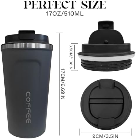 Insulated Travel Coffee Mug, Stainless Steel Coffee Cup with Leakproof Lid - Image 4