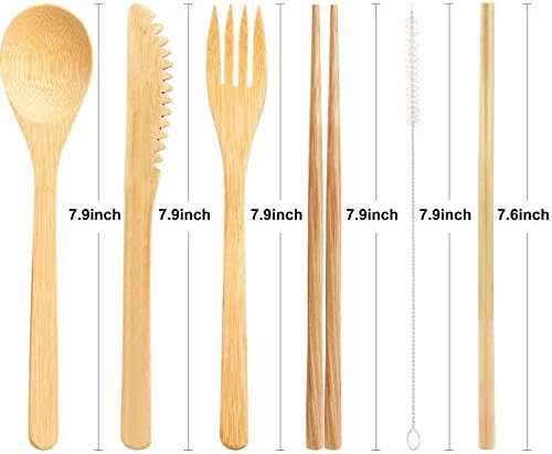 Boao 4 Sets Bamboo Utensils Wooden Utensils Set, Chic Style - Image 2
