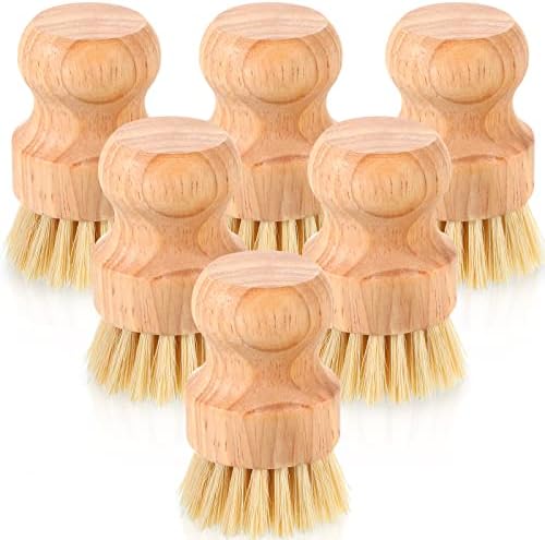 Nuenen 50 Packs Bamboo Dish Scrub Brush Set Sisal Kitchen by Nuenen