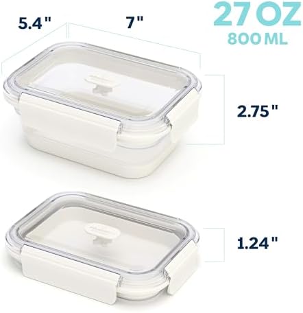 Infusion Pro Collapsible Food Storage Containers with Lid & Vent, Clear Stacking Silicone Food Container Set : Microwaveable, Freezer and Dishwasher Safe, Set of 3, Coconut Milk - Image 5