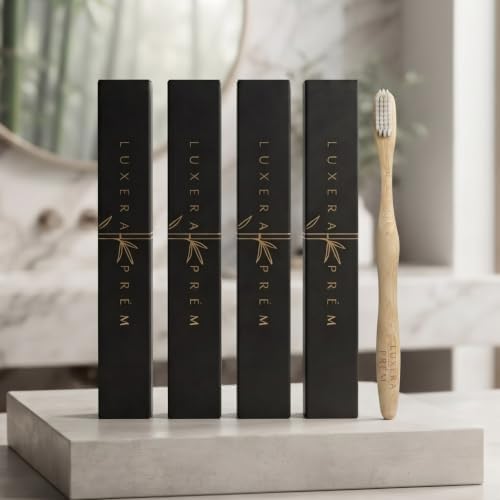 Premium Castor Oil Bristle Natural Bamboo Toothbrush, Splinter Free, Shedding Free, BPA Free, Soft/Medium Effective Biodegradable Toothbrush 4-Pack - Image 7