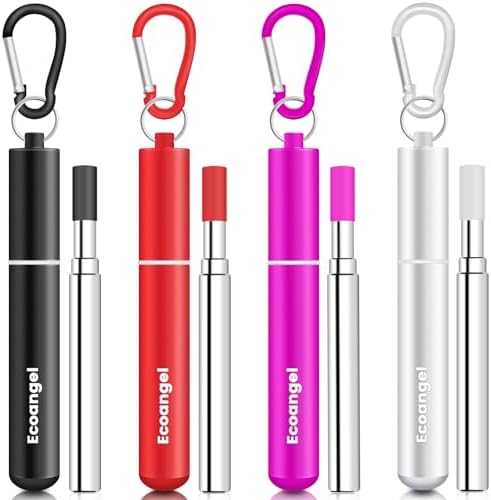Ecoangel Cruise Ship Essentials, Reusable Metal Straws (4 Pack) by ECOANGEL