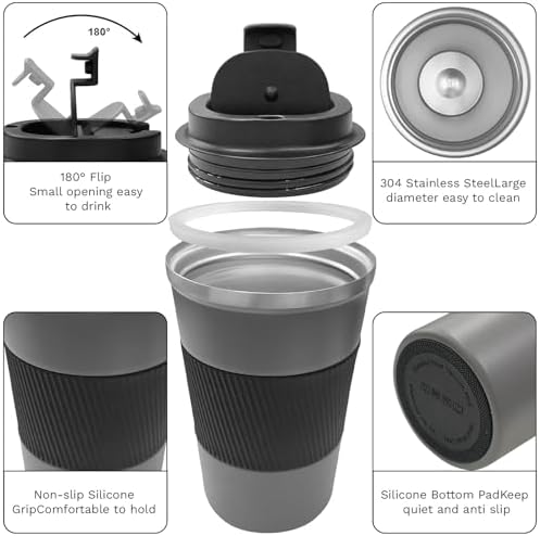 Insulated Travel Coffee Mug, Stainless Steel Coffee Cup with Leakproof Lid - Image 2