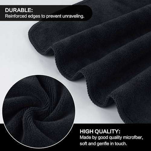 Microfiber Facial Cloths Fast Drying Washcloth 12inch x 12inch Black 20 pack - Image 2
