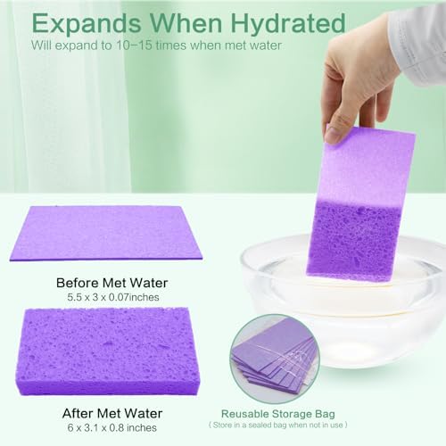 Large Cellulose Sponges, Kitchen Sponge for Dish, Thick Heavy Duty Scrub Pads, Non-Scratch Scrubber for Household/Cookware/Bathroom/Office/Boat 5.5" x 3" x 1" (7 Pack) Purple - Image 3