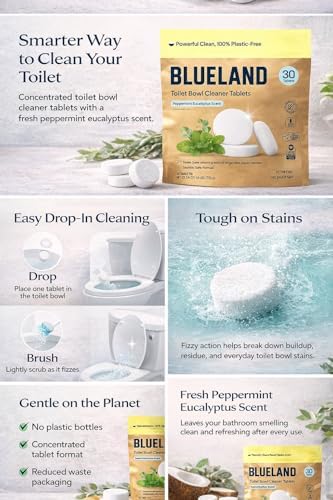 BLUELAND Toilet Bowl Cleaner Tablets. Peppermint Eucalyptus Scent. 30 Tablets. - Image 5