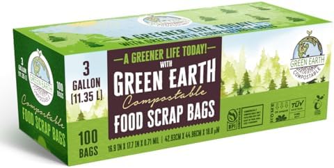 Green Earth Compostable Small Kitchen Food Scrap Trash Bags, Compost Bin Compatible, 3 Gallon, 11.35 Liter, 300-Count, Extra Thick 0.71 Mil, ASTM D6400, BPI (US) & OK Compost Home (EU) Certified - Image 3