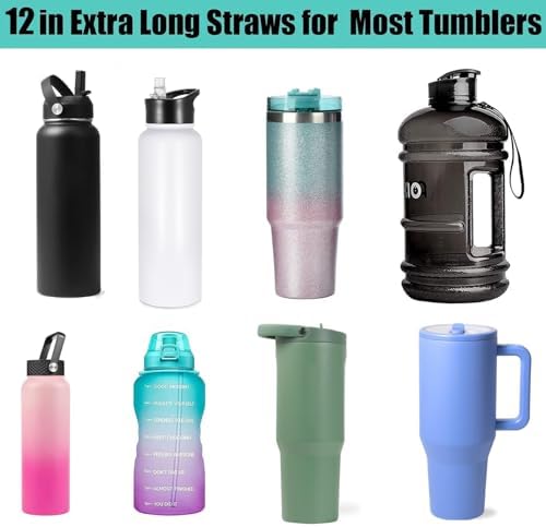 12" Stainless Steel Straws Replacement for 40 oz and 30 oz Cup Tumbler, 8 Pack Metal Straws Reusable with Cleaning Brush for 40 oz & Simple Modern Tumbler with Handle - Image 6